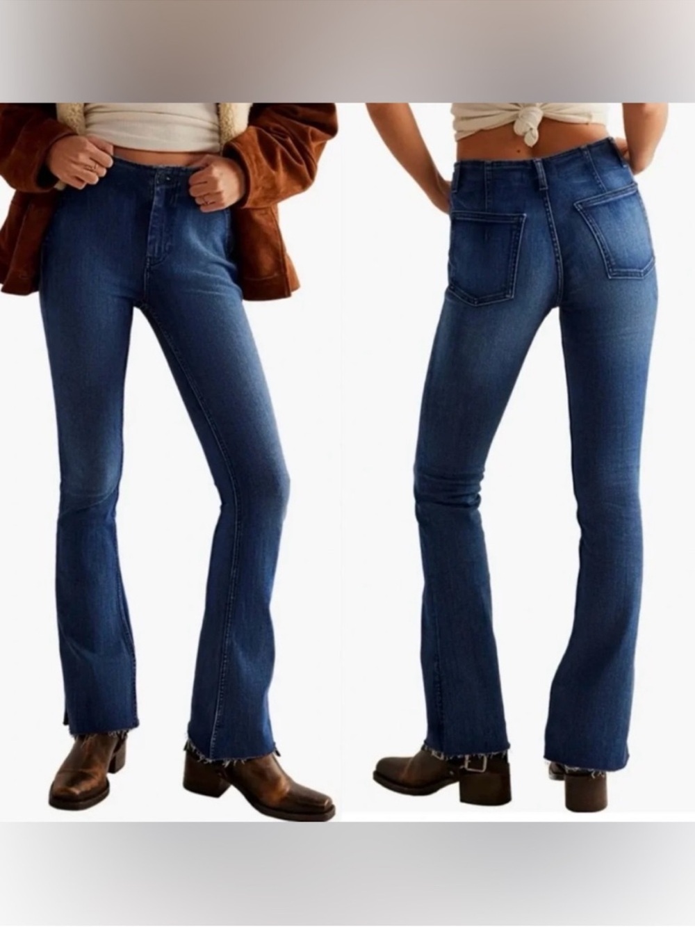 Free People We The Free Level Up High Rise Slit Slim Flare Jeans Size 30